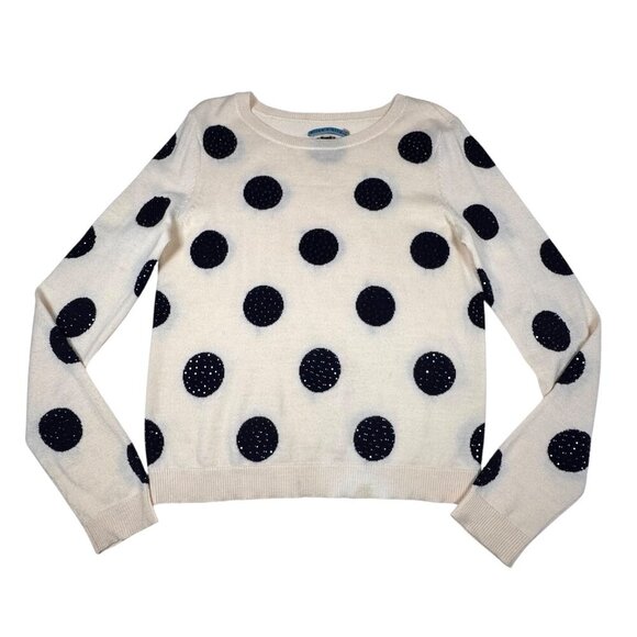 Alice + Olivia Celyn Polkadot Sweater Sz.S Cream Rhinestones ASO Taylor Swift - Picture 14 of 14